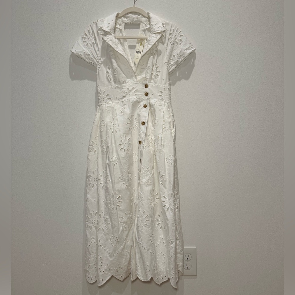 Maeve by Anthropologie Eyelet Midi Shirt Dress XSP NWT - Picture 3 of 3